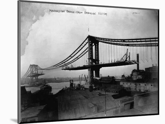 Manhattan Bridge under Construction, 1909-null-Mounted Photographic Print