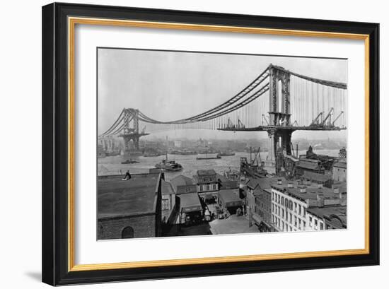 Manhattan Bridge under Construction-null-Framed Photographic Print