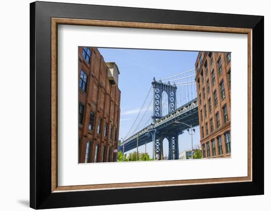 Manhattan Bridge, viewed from DUMBO, Brooklyn, New York City, United States of America, North Ameri-Fraser Hall-Framed Photographic Print