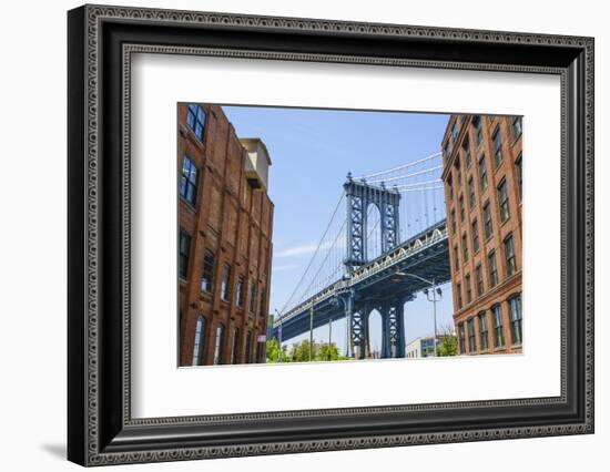 Manhattan Bridge, viewed from DUMBO, Brooklyn, New York City, United States of America, North Ameri-Fraser Hall-Framed Photographic Print