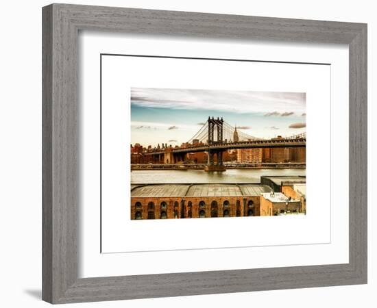 Manhattan Bridge with the Empire State Building at Sunset from Brooklyn-Philippe Hugonnard-Framed Art Print