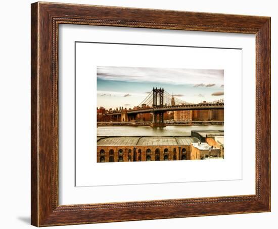 Manhattan Bridge with the Empire State Building at Sunset from Brooklyn-Philippe Hugonnard-Framed Art Print