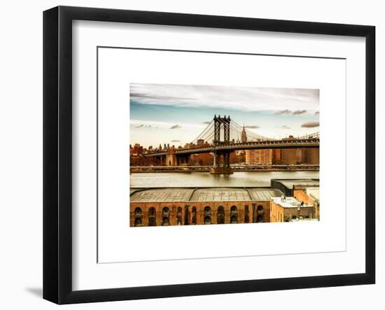 Manhattan Bridge with the Empire State Building at Sunset from Brooklyn-Philippe Hugonnard-Framed Art Print