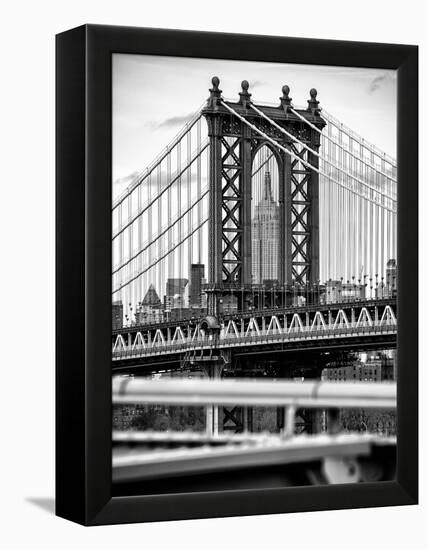 Manhattan Bridge with the Empire State Building Center from Brooklyn Bridge-Philippe Hugonnard-Framed Premier Image Canvas