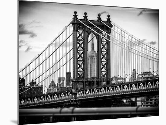 Manhattan Bridge with the Empire State Building Center from Brooklyn Bridge-Philippe Hugonnard-Mounted Photographic Print