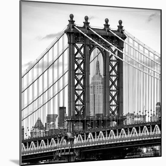 Manhattan Bridge with the Empire State Building Center from Brooklyn Bridge-Philippe Hugonnard-Mounted Photographic Print