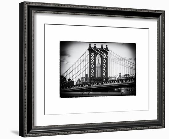 Manhattan Bridge with the Empire State Building Center from Brooklyn Bridge-Philippe Hugonnard-Framed Art Print