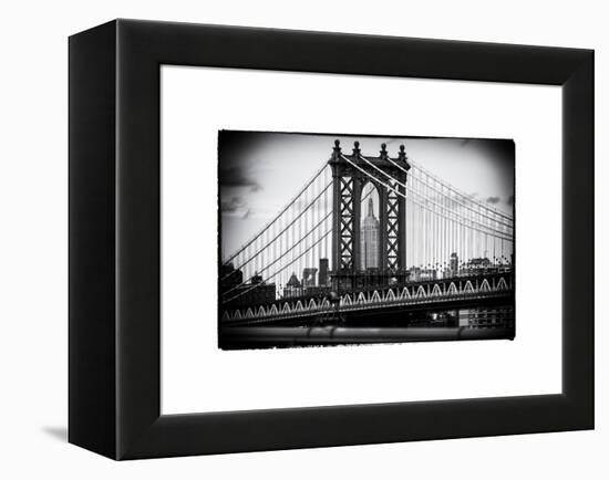 Manhattan Bridge with the Empire State Building Center from Brooklyn Bridge-Philippe Hugonnard-Framed Stretched Canvas