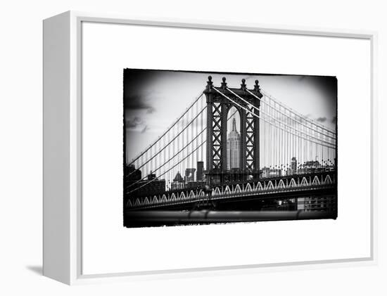 Manhattan Bridge with the Empire State Building Center from Brooklyn Bridge-Philippe Hugonnard-Framed Stretched Canvas