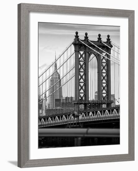 Manhattan Bridge with the Empire State Building from Brooklyn Bridge-Philippe Hugonnard-Framed Photographic Print