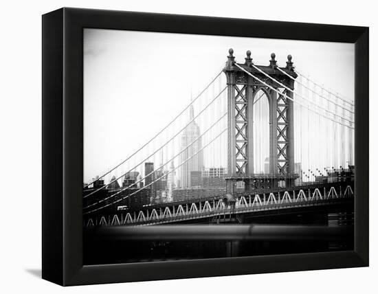 Manhattan Bridge with the Empire State Building from Brooklyn Bridge-Philippe Hugonnard-Framed Premier Image Canvas