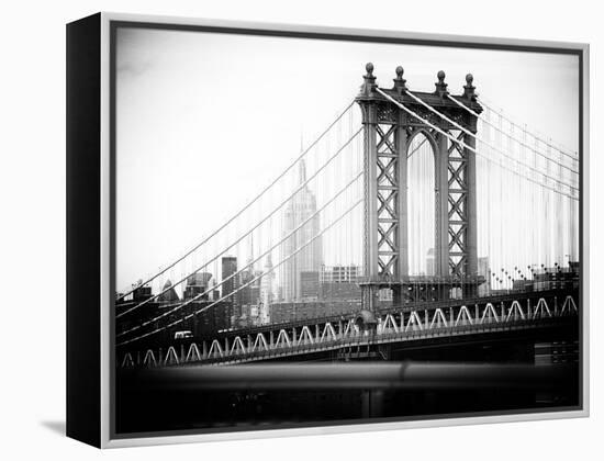 Manhattan Bridge with the Empire State Building from Brooklyn Bridge-Philippe Hugonnard-Framed Premier Image Canvas