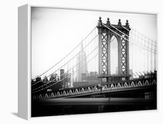 Manhattan Bridge with the Empire State Building from Brooklyn Bridge-Philippe Hugonnard-Framed Premier Image Canvas