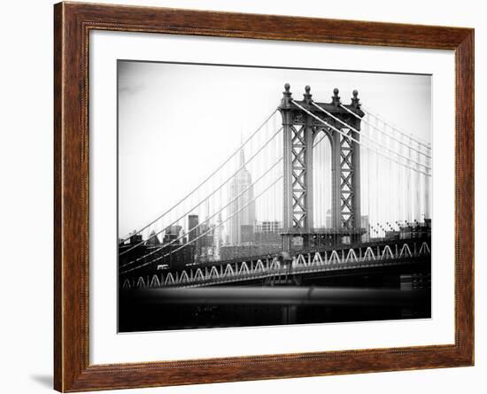 Manhattan Bridge with the Empire State Building from Brooklyn Bridge-Philippe Hugonnard-Framed Photographic Print