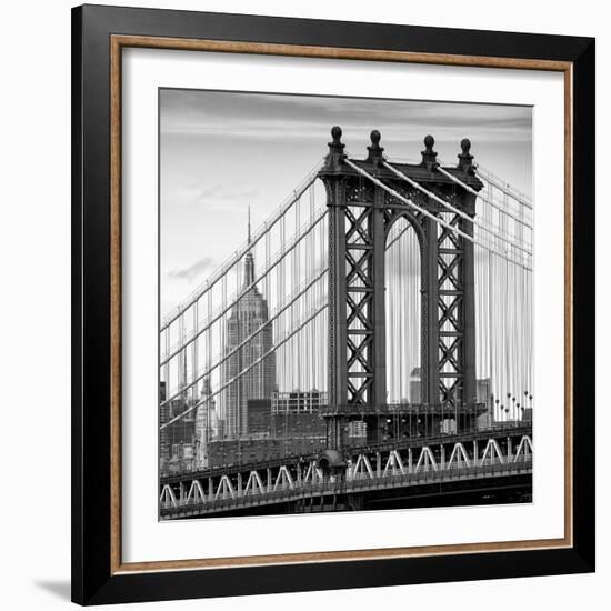 Manhattan Bridge with the Empire State Building from Brooklyn Bridge-Philippe Hugonnard-Framed Premium Photographic Print