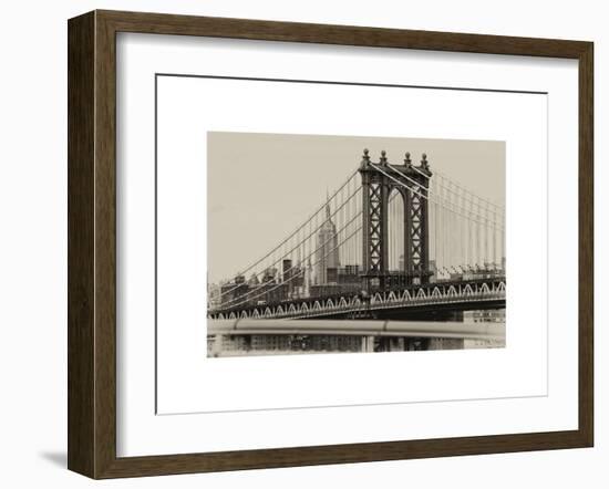 Manhattan Bridge with the Empire State Building from Brooklyn Bridge-Philippe Hugonnard-Framed Art Print