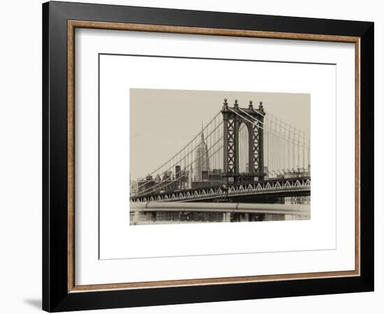 Manhattan Bridge with the Empire State Building from Brooklyn Bridge-Philippe Hugonnard-Framed Art Print