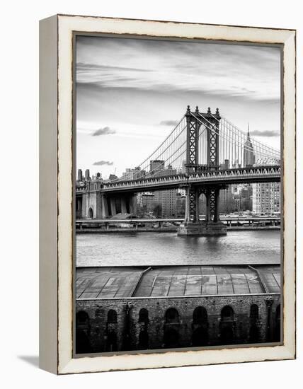 Manhattan Bridge with the Empire State Building from Brooklyn-Philippe Hugonnard-Framed Premier Image Canvas