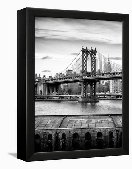 Manhattan Bridge with the Empire State Building from Brooklyn-Philippe Hugonnard-Framed Premier Image Canvas