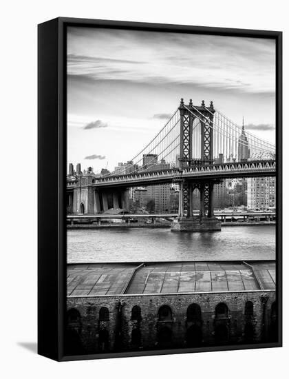 Manhattan Bridge with the Empire State Building from Brooklyn-Philippe Hugonnard-Framed Premier Image Canvas