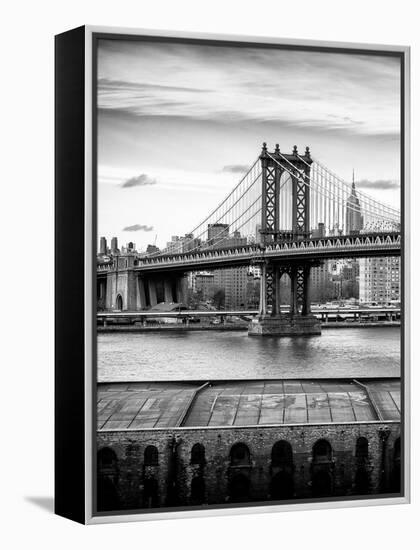 Manhattan Bridge with the Empire State Building from Brooklyn-Philippe Hugonnard-Framed Premier Image Canvas