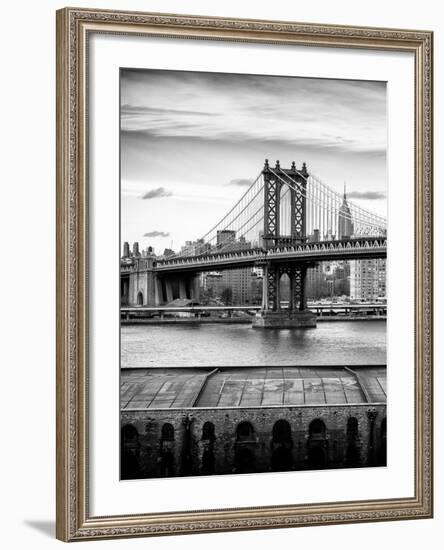 Manhattan Bridge with the Empire State Building from Brooklyn-Philippe Hugonnard-Framed Photographic Print