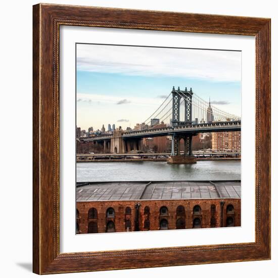 Manhattan Bridge with the Empire State Building from Brooklyn-Philippe Hugonnard-Framed Photographic Print