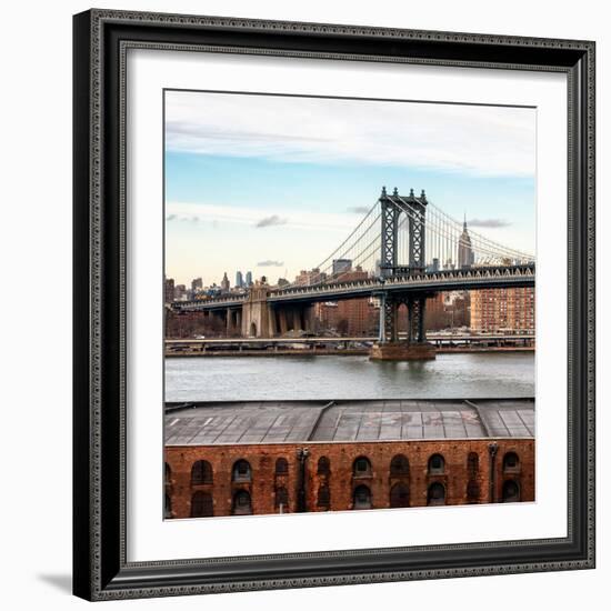 Manhattan Bridge with the Empire State Building from Brooklyn-Philippe Hugonnard-Framed Photographic Print