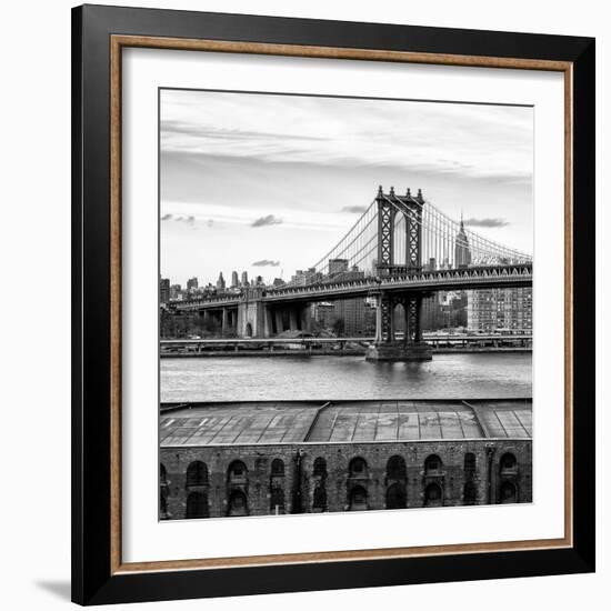 Manhattan Bridge with the Empire State Building from Brooklyn-Philippe Hugonnard-Framed Photographic Print