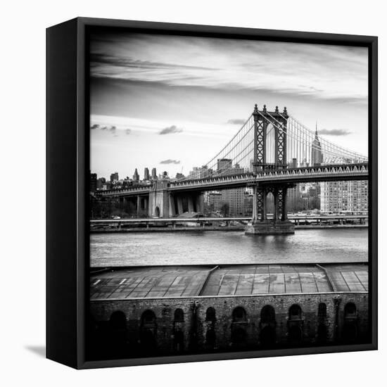 Manhattan Bridge with the Empire State Building from Brooklyn-Philippe Hugonnard-Framed Premier Image Canvas