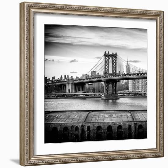 Manhattan Bridge with the Empire State Building from Brooklyn-Philippe Hugonnard-Framed Photographic Print