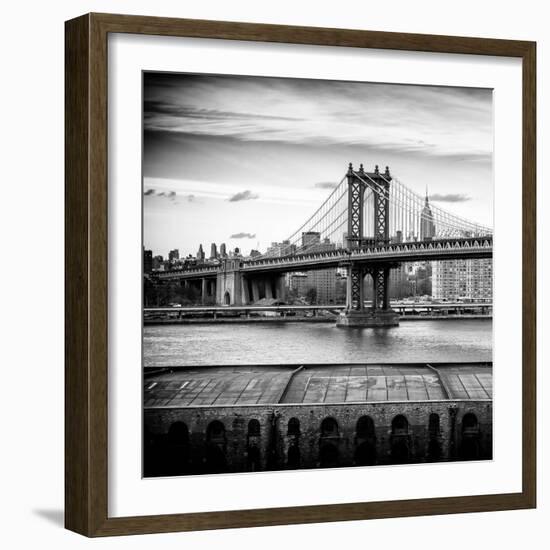 Manhattan Bridge with the Empire State Building from Brooklyn-Philippe Hugonnard-Framed Photographic Print