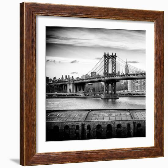 Manhattan Bridge with the Empire State Building from Brooklyn-Philippe Hugonnard-Framed Photographic Print