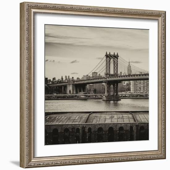 Manhattan Bridge with the Empire State Building from Brooklyn-Philippe Hugonnard-Framed Photographic Print