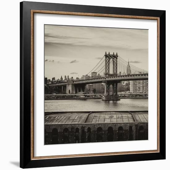 Manhattan Bridge with the Empire State Building from Brooklyn-Philippe Hugonnard-Framed Photographic Print