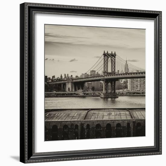 Manhattan Bridge with the Empire State Building from Brooklyn-Philippe Hugonnard-Framed Photographic Print