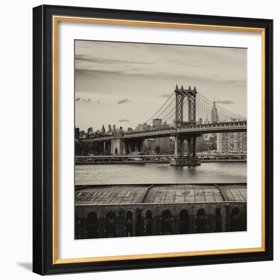 Manhattan Bridge with the Empire State Building from Brooklyn-Philippe Hugonnard-Framed Photographic Print