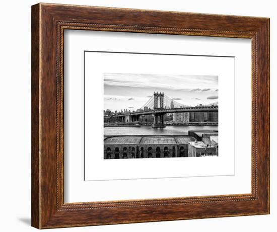 Manhattan Bridge with the Empire State Building from Brooklyn-Philippe Hugonnard-Framed Art Print