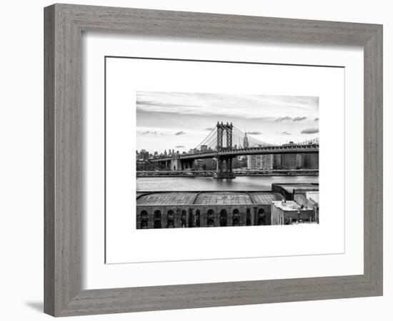 Manhattan Bridge with the Empire State Building from Brooklyn-Philippe Hugonnard-Framed Art Print