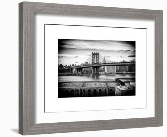 Manhattan Bridge with the Empire State Building from Brooklyn-Philippe Hugonnard-Framed Art Print