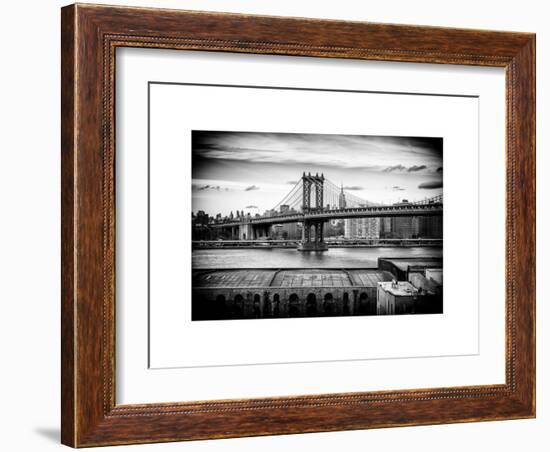 Manhattan Bridge with the Empire State Building from Brooklyn-Philippe Hugonnard-Framed Art Print