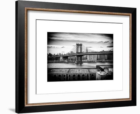 Manhattan Bridge with the Empire State Building from Brooklyn-Philippe Hugonnard-Framed Art Print