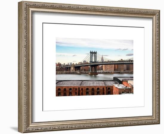 Manhattan Bridge with the Empire State Building from Brooklyn-Philippe Hugonnard-Framed Art Print