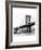 Manhattan Bridge with Tug Boat (b/w)-Erin Clark-Framed Art Print