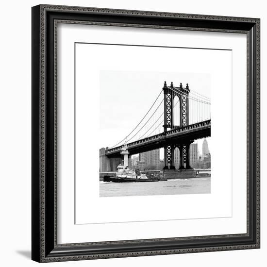 Manhattan Bridge with Tug Boat-Erin Clark-Framed Giclee Print