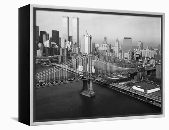 Manhattan Bridge with Twin Towers-null-Framed Premier Image Canvas