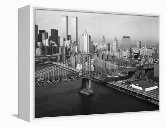 Manhattan Bridge with Twin Towers-null-Framed Premier Image Canvas