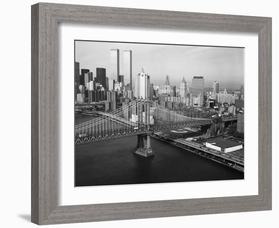 Manhattan Bridge with Twin Towers-null-Framed Photographic Print