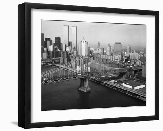 Manhattan Bridge with Twin Towers-null-Framed Photographic Print