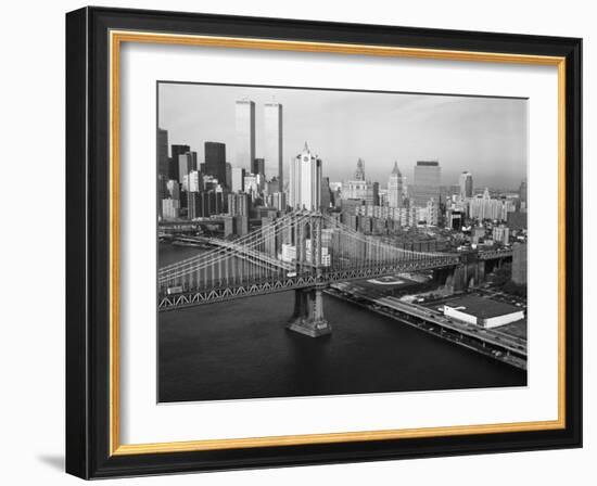 Manhattan Bridge with Twin Towers-null-Framed Photographic Print